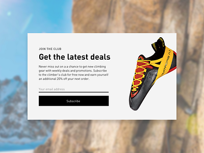 DailyUI#026 Subscribe climbing dailyui dailyuichallenge ecommerce overlay subscribe form ui