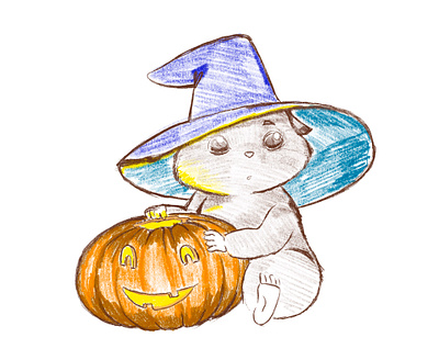 hamster haloween digital paint halloween hamster hat illustration procreate pumpkin