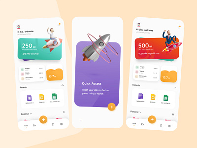 Cloud storage UI design 3d illustration card design cloud cloud app design file manager intro screen minimal tabbar ui ui ux ui design uiux ux ux design uxdesign