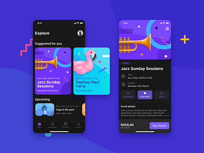 Events Concept App UI app app design cards events fun glucode illustration ios iphone mobile playful ui ux