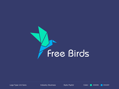 Free Birds bcash type bird bird logo blue blues brand brand identity brandauxin business business logo design flat free bird freelancer type icon illustration logo minimal typography vector