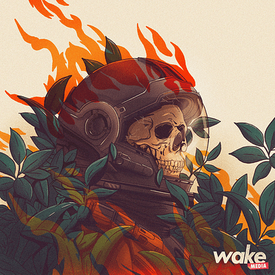 Necronaut color dead fire flowers galaxy illustration logo plants space vector