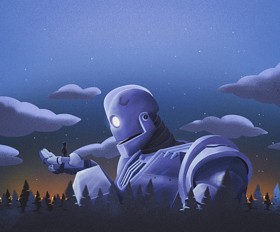 iron giant friends illustration iron giant robot