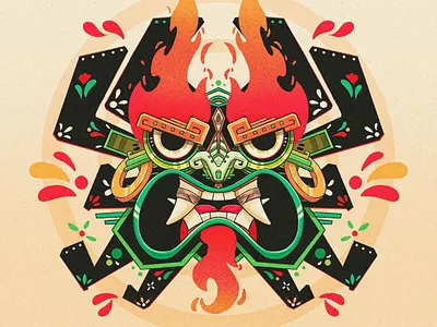 AKU color culture dead fire flowers illustration mexico plants prehispanic