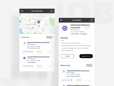 Job Portal App. app branding design flat illustration job finder job portal online job typography ui ux web