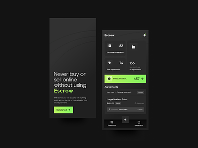 Escrow Mobile Dashboard Dark mode app design dark darkmode escrow ui ux