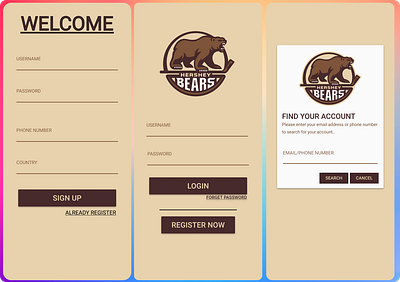 bear online app login page animation design figma figmadesign illustration ux