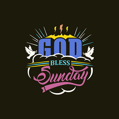 God bless sunday design icon logo typography vector