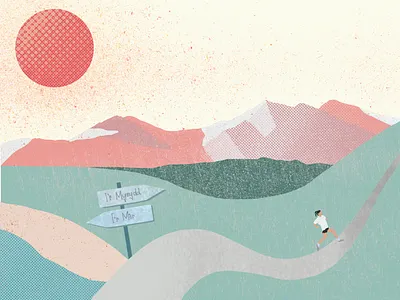 Mountain running digital illustration illustration illustration art landscape layering mountains procreate procreate app runner runners textures