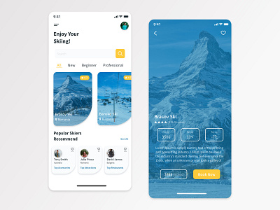 Ski Vacations App app design minimal mobile typography ui ui design ux ux design uxui