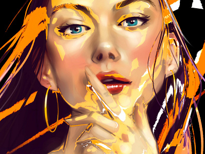 Orange - Close up art artwork contemporary drawing face female girl illustration portrait portrait art poster poster art print