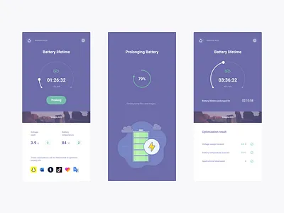 Flex Cleaner - Battery android app application battery circular clean clean ui cleaner diagram mobile optimization phone process prolong uiux