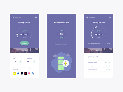 Flex Cleaner - Battery android app application battery circular clean clean ui cleaner diagram mobile optimization phone process prolong uiux