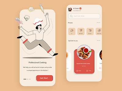 👩🏻‍🍳 Cooking Recipe App app concept cooking design illustration recipe ui ux