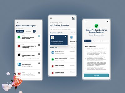 Job Finder Application android app design figma figmadesign job job application job finder mobile app mobile app design ui ux