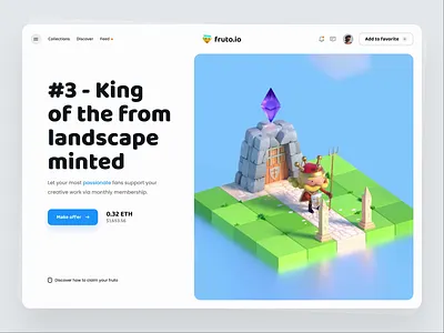 King Landscape NFT Hero Header Concept 3d 3d character c4d clean illustration minimal nft render ui ui design ux ux design web design web ui