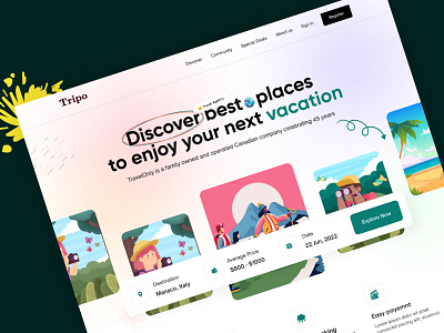 Travel Agency Landing page adventure design home page illustration landing landing page landing page design toruism tour trave agency travel travel webstie traveling trip trip planner ui ui design vacation website design webstie