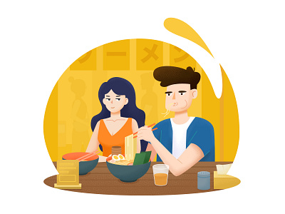 Travel S2 character food girl illustration japan man people ramen travel vector