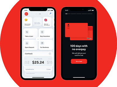 Alfa-Bank | iOS App app apple bank black card clean design ios minimal red ui ux