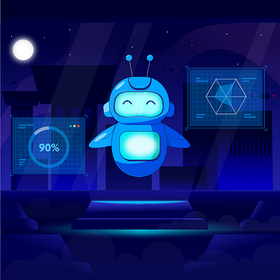 Robots in progress future illustration robots vector