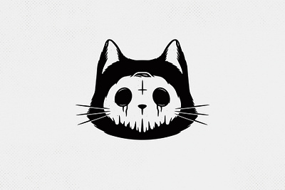 Skull Cat Halloween Logo Template animal logo artwork brand identity branding cat creativemarket creepy death halloween horror kitten kitty logo design logo template skeleton skull spooky tattoo design terror vector