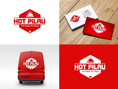 HOT PILAU branding concept business cards car wrap food food business logo red logo