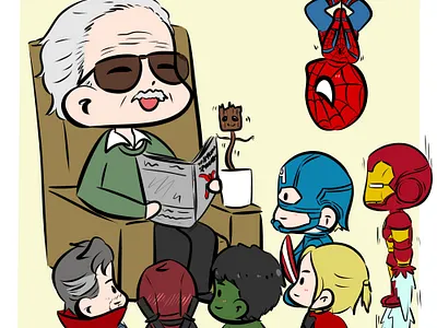 RIP Stan Lee anime captainamerica chibi cute art deadpool doctor strange fan art groot hulk illustration ironman marvel spiderman stan lee thor