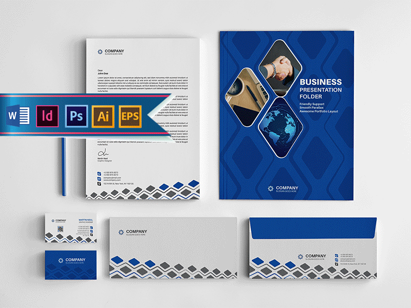 Corporate Branding Identity blue branding branding identity branding stationery branding template business card corporate corporate identity creative custom envelope folder illustrator invoice latest letter letterhead modern