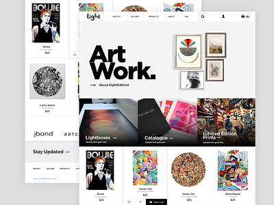 EightEditions Homepage Design art art gallery design ecommerce home page home screen homepage homepagedesign landing store ui webdesign website