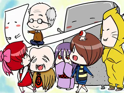 RIP Shigeru Mizuki anime chibi cute cute illustration gegege no kitaro illustration kitaro manga shigeru mizuki shigeru mizuki