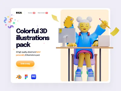 IKIGAI - 3D Illustration Pack 🎉 3d 3d design 3d illustration blender branding c4d character design digital illustration graphic design header hero illustration illustration pack landing page market ui ui8 ux web web design
