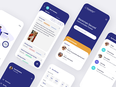 Posterity+ App android app design chat app chatbot clean design ios app design messaging mobile mobile app mobile app design mobile design mobile ui schedule schedule app scheduler scheduling simple ui ux xd design