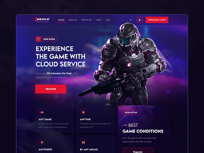 Web Design Cloud Gaming Home Page cloud gaming cloudgame designgame game gameservice nft service web design