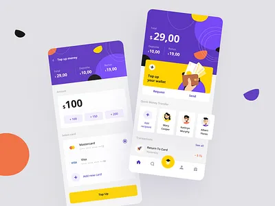 Fintech Mobile App amount balance bank bank app banking app cashback credit card design figma finance financial fintech money transfer product design top up total transaction history transactions wallet