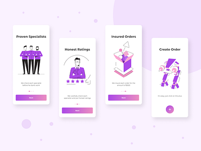 Onboarding Screens design app mobile app onboarding purple screens ui white