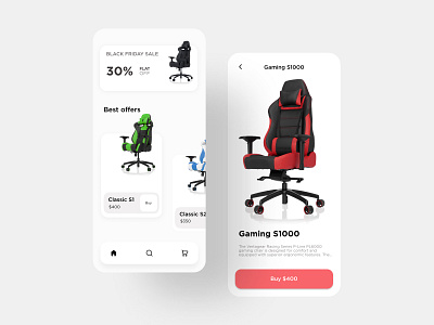 Gaming chair store app design gaming chair online shopping online store ui ux