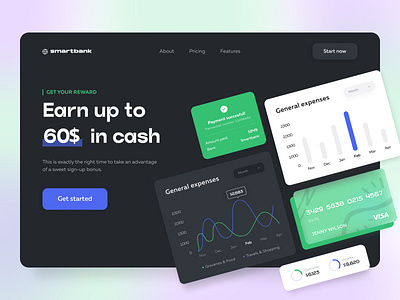 Smartbank - Web app arounda bank bank app business card concept figma finance fintech interface money payment product design saas startup statistic ui ux web app web site