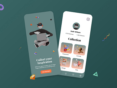 Collection App Design 3d app branding clean collection color dark design flat graphics light marketing minimal modern motion graphics typography ui uiux ux vector