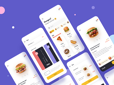 Food Application app button card cart dashboard design designs dribbble food icon listing menu minimal onboard onboarding payment profile typography ui ux