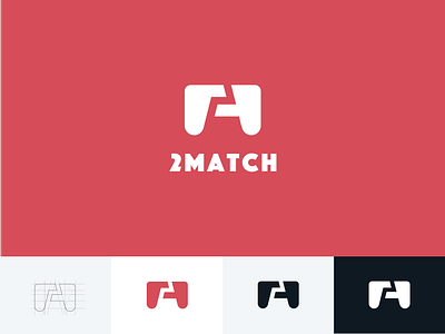 2MATCH app brand branding fun games games logo golden grid icon joystick logo match ratio