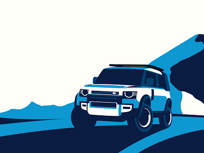 Land Rover Defender Illustration 2d automotive brand branding car color defender design expedition illustration land rover logo travel vector