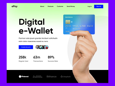 e-Wallet Web Header agency clean creative design modern ui ux