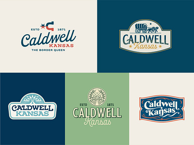 City of Caldwell Branding badge branding city cowboy flag horse icon illustration kansas logo script seal slab spur town type typography vintage western wordmark