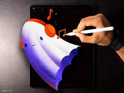 Ghost with Headphones illustration