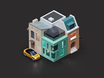 Delivery. Dark theme 3d animation app blender c4d cinema4d city citymobil delivery taxi town