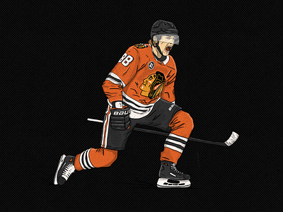 Patrick Kane — Chicago Blackhawks black blackhawks character chicago chicago blackhawks goalie halftone hockey ice ice hockey illustration nhl patrick kane players skates sports team texture uniform vintage