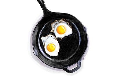 Lodge Cast Iron with Eggs adobe draw digital art digital painting food food art food illustration graphic design illustration painting vector art