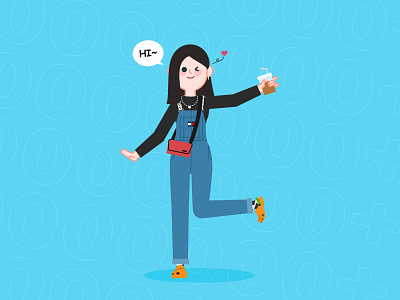 cute girl coffee crocs cute girl hello illustraion illustrator lovely