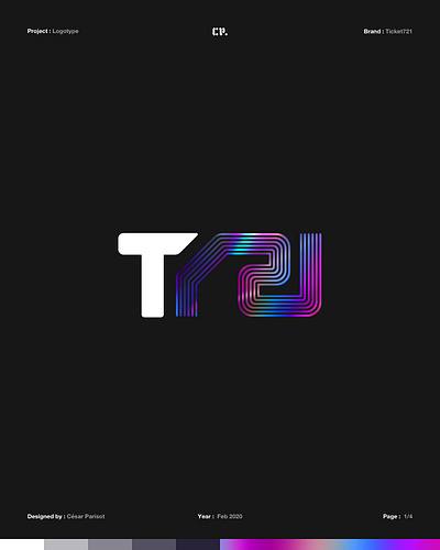 TICKET721 - Branding Logo (Dark Theme) blockchain branding ethereum eventticket holographic holographiclogo iridescent logo logotype marketplace ticket