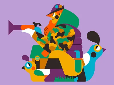 THE HUNTER color palette flat illustration ilustración jhonny núñez